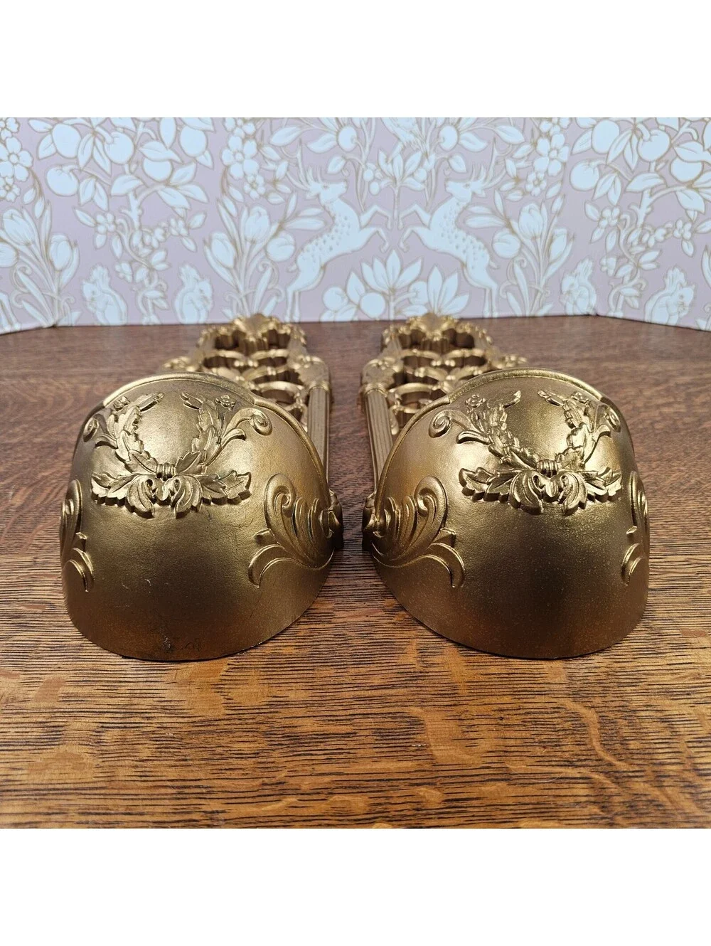 Vintage 2001 Home Interiors Gold Wall Pocket Planters Sconces Pair